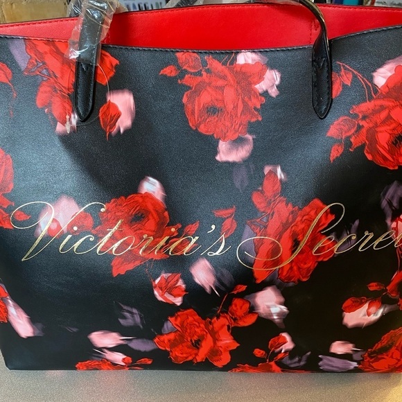 NWOT Victoria's Secret 2019 Limited Edition Rose on Black Tote - Picture 8 of 8